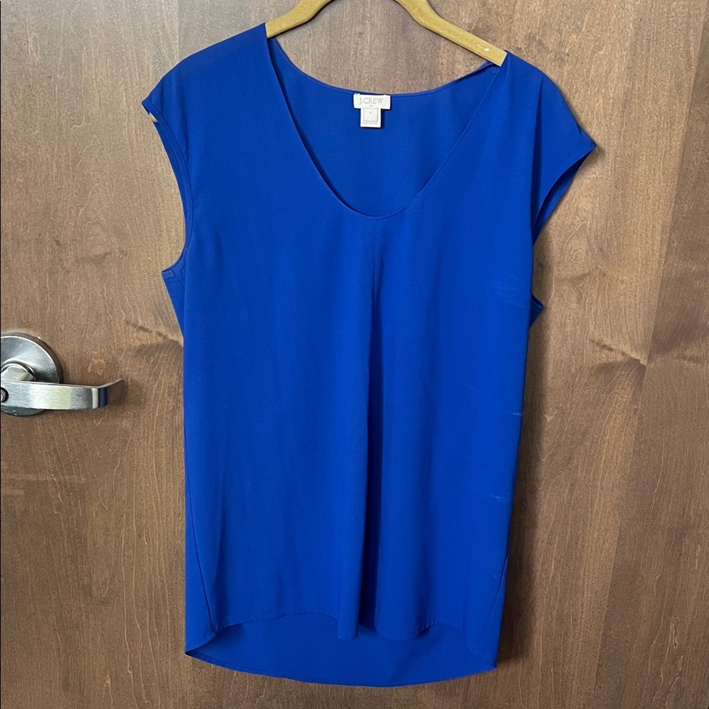 💙 J.Crew Sheer Royal Blue Sleeveless Top – Size 4, Effortlessly Chic 💙